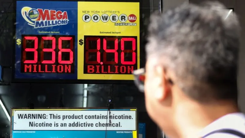 美国彩票奖池显示屏展示巨额头奖金额